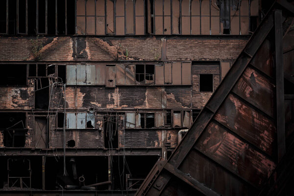 Ostrava, Czech Republic - August 21, 2018: Detail of coke oven in Lower Vitkovice, a national site of industrial heritage consisting of a unique collection of industrial architecture of former ironworks