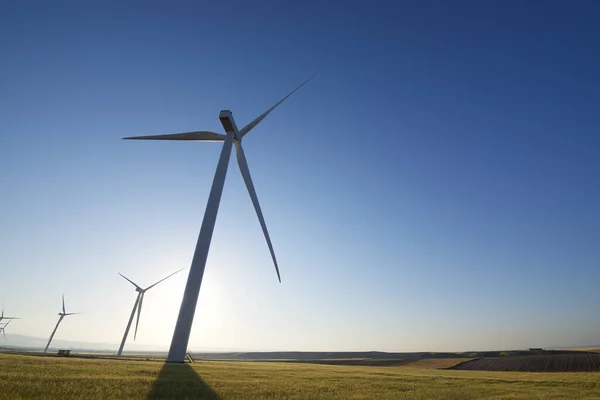 Větrné Mlýny Pro Výrobu Elektrické Energie Provincie Zaragoza Aragon Španělsku — Stock fotografie