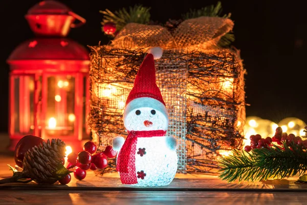 Decoración Navidad Sobre Fondo Luces Desenfocadas —  Fotos de Stock