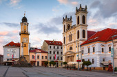 Banská Bystrica, Slovensko 19. července 2018: Hlavní náměstí v Banské Bystrici, střední Slovensko 