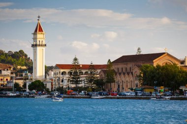 Yunanistan 'daki şehir limanının güzel manzarası
