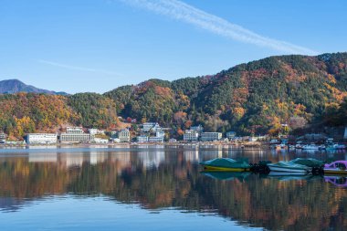 beautiful autumn landscape with boats and yachts