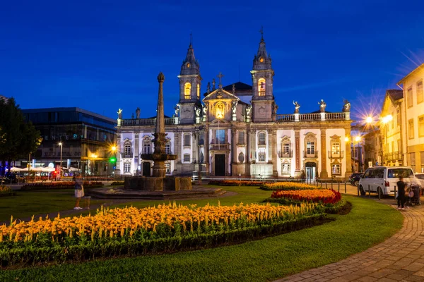 Vacker Utsikt Över Historiska Gamla Kyrkan Centrala Braga Portugal — Stockfoto