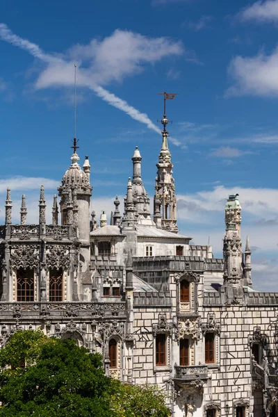 Beautiful View Old Historic Palace Towers Green Trees Quinta Regaleira — Stock Photo, Image