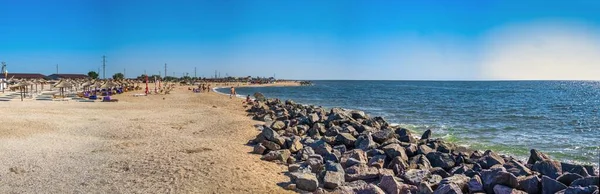 Berdjansk Ukraine 2020 Sandstrände Der Berdjansk Nehrung Ukraine Einem Sonnigen — Stockfoto