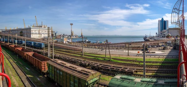 Odessa Ucraina 2020 Binari Ferroviari Cavalcavia Nel Porto Commerciale Odessa — Foto Stock