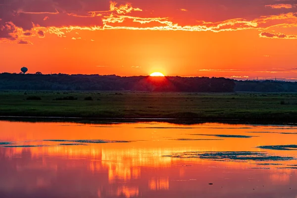 Захід Сонця Над Озером Серія Природи — стокове фото