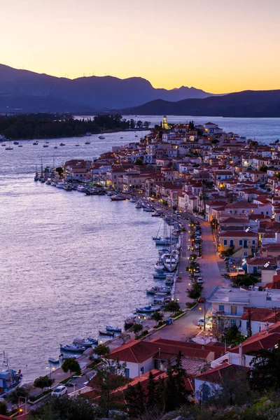 Vue Aérienne Île Poros Village Galatas Dans Péninsule Péloponnèse — Photo