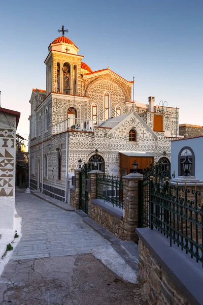 Kirche Mit Traditioneller Dekoration Dorf Pyrgi Auf Chios — Stockfoto