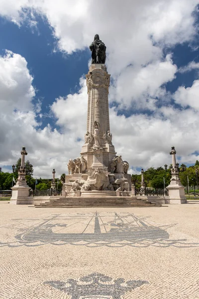 Hermosa Vista Monumento Blanco Obra Arte Piedra Portuguesa Plaza Marques — Foto de Stock