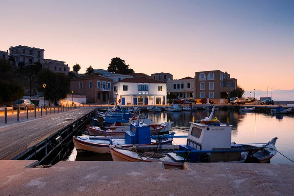 Vista Manhã Cedo Porto Ilha Inouses Grécia — Fotografia de Stock