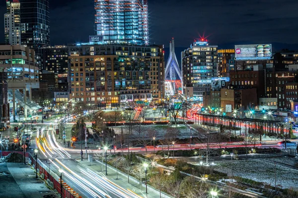 Hermosa Vista Nocturna Ciudad Boston Massachusetts —  Fotos de Stock