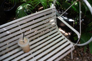 Bahçe bahçesinde buzlu kahve, stok fotoğrafı.