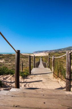 Sahildeki ahşap çit