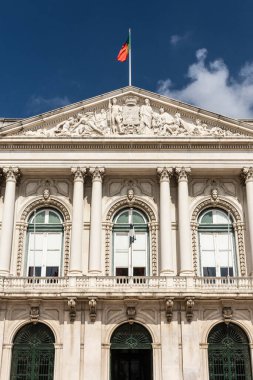 Lizbon, Portekiz 'in merkezindeki tarihi şehir binasının güzel manzarası