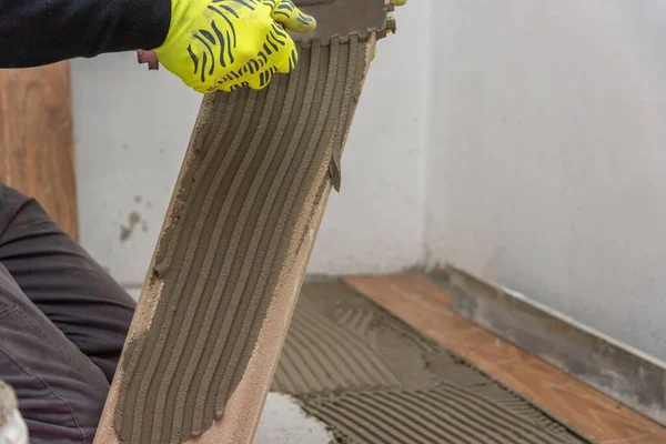 Keramische Tegels Gereedschappen Voor Tegelzetters Vloertegels Installatie Woonverbetering Renovatie Keramische — Stockfoto