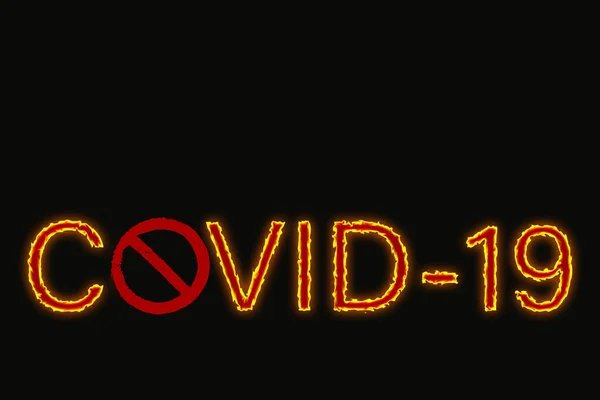 Designation Covid Virus Letters Black Background — Stock Photo, Image