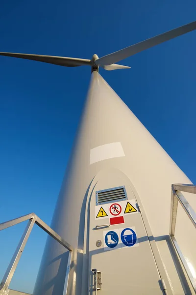 Entrance Wind Turbine Electric Power Production Zaragoza Province Aragon Spain — Stock Photo, Image