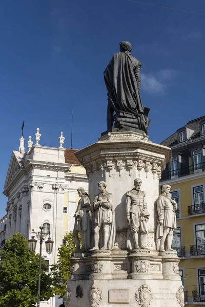 Чудовий Краєвид Стародавній Пам Ятник Площі Лісабоні Португалія — стокове фото
