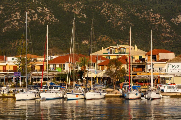 Barcos Porto Nydri Aldeia Ilha Lefkada Grécia — Fotografia de Stock