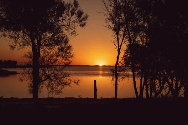 Bellissimo Tramonto Sul Lago — Foto Stock