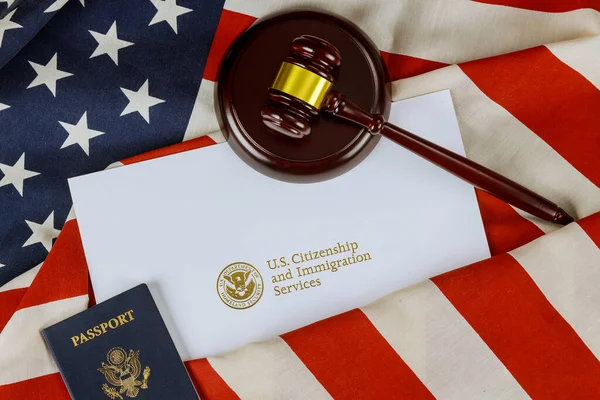 Wooden Gavel Justice Law Official Department Deportation Uscis Department Citizenship — Stock Photo, Image