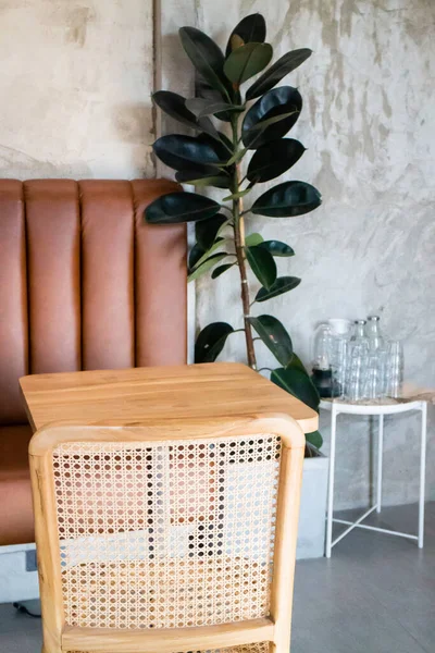 Minimal cafe decorating with simply furniture set, stock photo