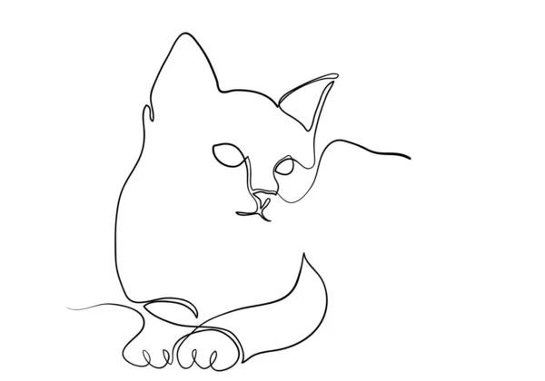 Linje Ritning Katten Modern Minimalistisk Stil Enkel Linje Rita Grafisk — Stockfoto