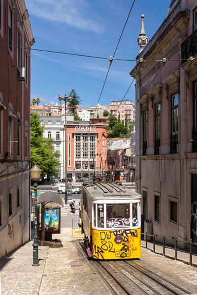Schöner Blick Auf Alte Historische Elektrische Straßenbahnaufzüge Und Gebäude Zentrum — Stockfoto