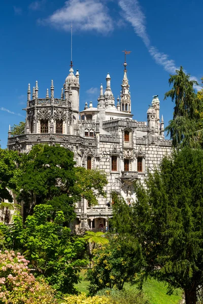 Beautiful View Old Historic Palace Towers Green Trees Quinta Regaleira — Stock Photo, Image