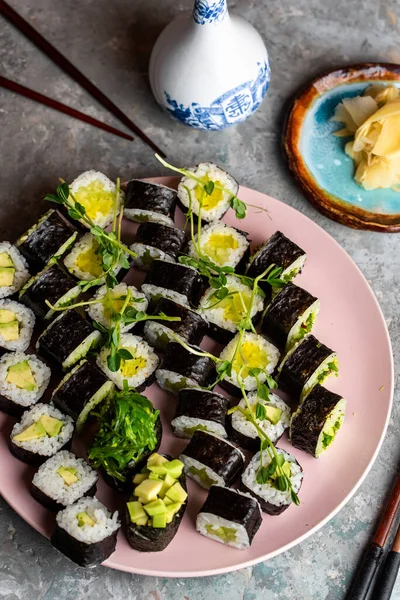 Top Pohled Klasické Japonské Jídlo Sushi — Stock fotografie