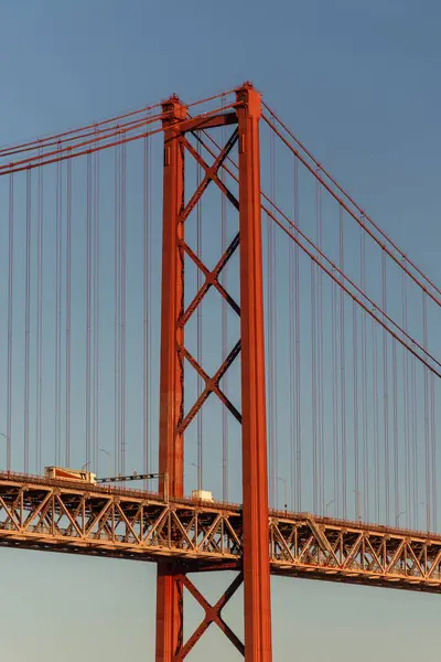 Belle Vue Sur Pont Abril Sur Rivière Tejo Coucher Soleil — Photo