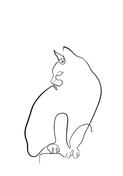 One Line Drawing Cat Modern Minimalistic Style Single Line Draw — Stock Photo, Image