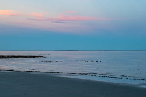 Naplemente Felett Strand Kikötő — Stock Fotó