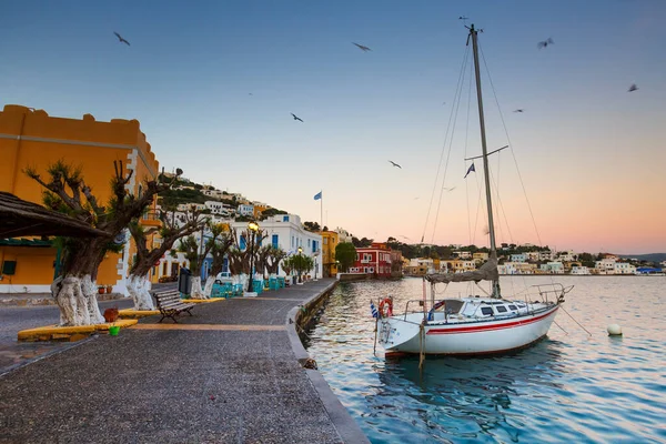 Yunanistan 'ın Leros adasındaki Agia marina köyünün limanı