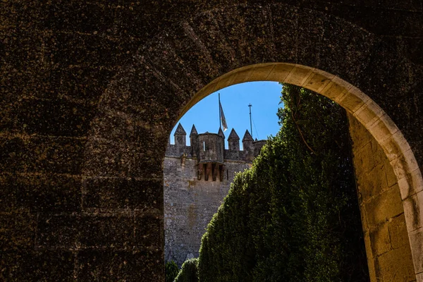 Вид Старий Середньовічний Замок Місті Барцелона — стокове фото