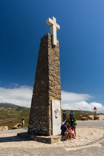 Hermosa Vista Para Cruzar Monumento Cabo Roca Cerca Lisboa Portugal — Foto de Stock