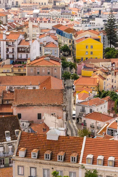 Lizbon Portekiz Merkezindeki Eski Tarihi Şehir Binalarına Güzel Manzara — Stok fotoğraf