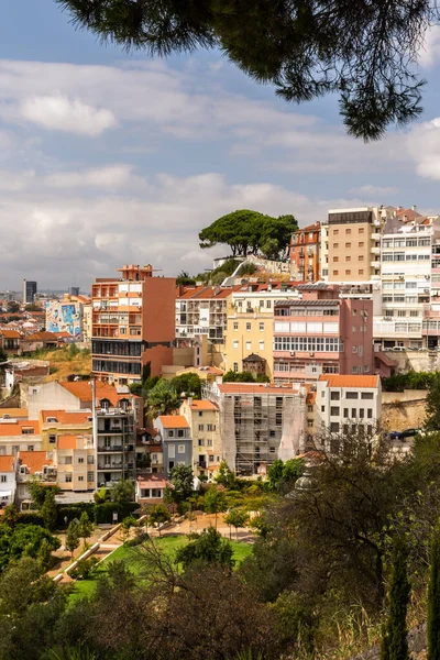 Vacker Utsikt Över Gamla Historiska Stadsbyggnader Centrala Lissabon Portugal — Stockfoto