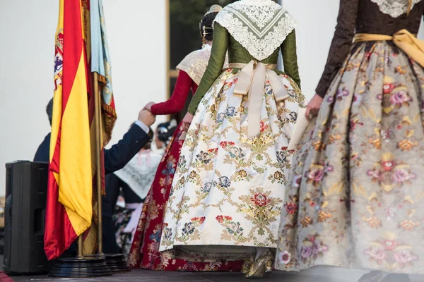 Falleras Ato Oficial Celebrando Festa Fallas Como Patrimônio Intangível Humanidade — Fotografia de Stock