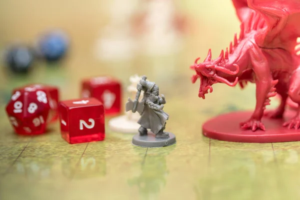 Detail Two Miniatures Fighting Battlefield Role Playing Game Dungeons Dragons — Stock Photo, Image