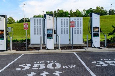 EV charging staion at a truck stop.