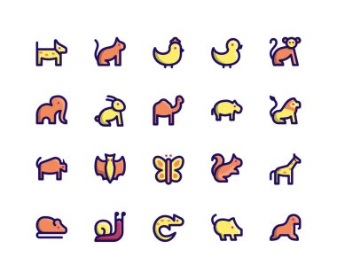 Hayvan Dolgulu Çizgi Simgeleri