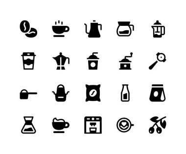 Kahve Dükkanı Glyph Simgeler