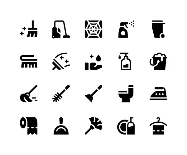 Iconos de Glifos de Limpieza — Archivo Imágenes Vectoriales