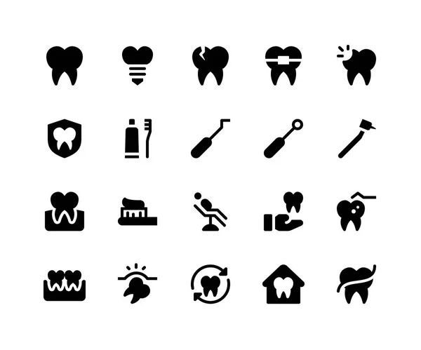 Tandheelkundige glyph iconen — Stockvector