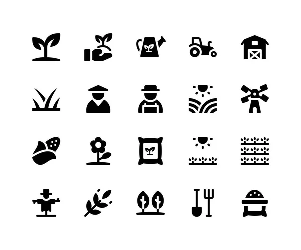 Сельское хозяйство Glyph Icons — стоковый вектор