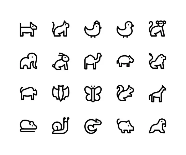 Иконки линий животных — стоковый вектор