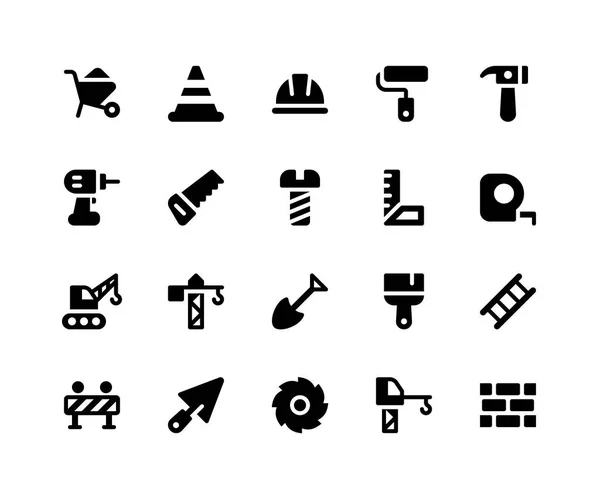 Iconos de glifos de construcción — Archivo Imágenes Vectoriales