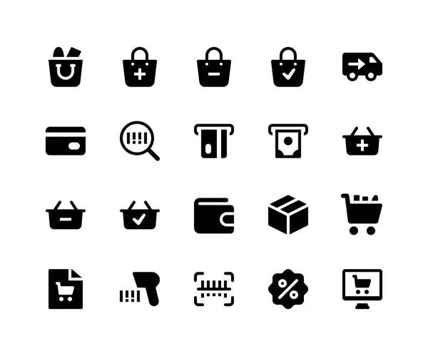 E Commerce Glyph Iconos — Vector de stock